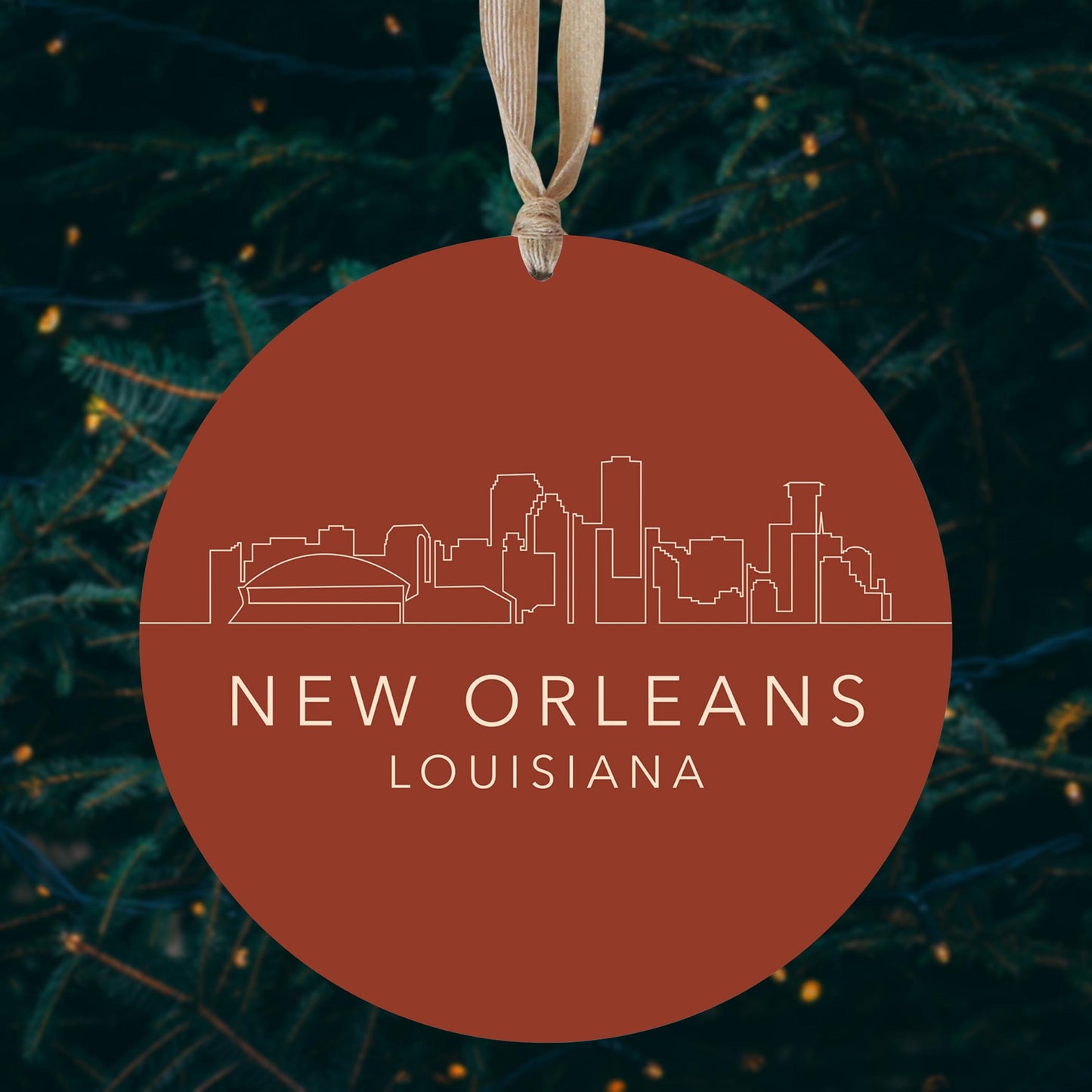 Louisiana Colorful New Orleans Skyline | Wood Ornament | Eaches | Min 1