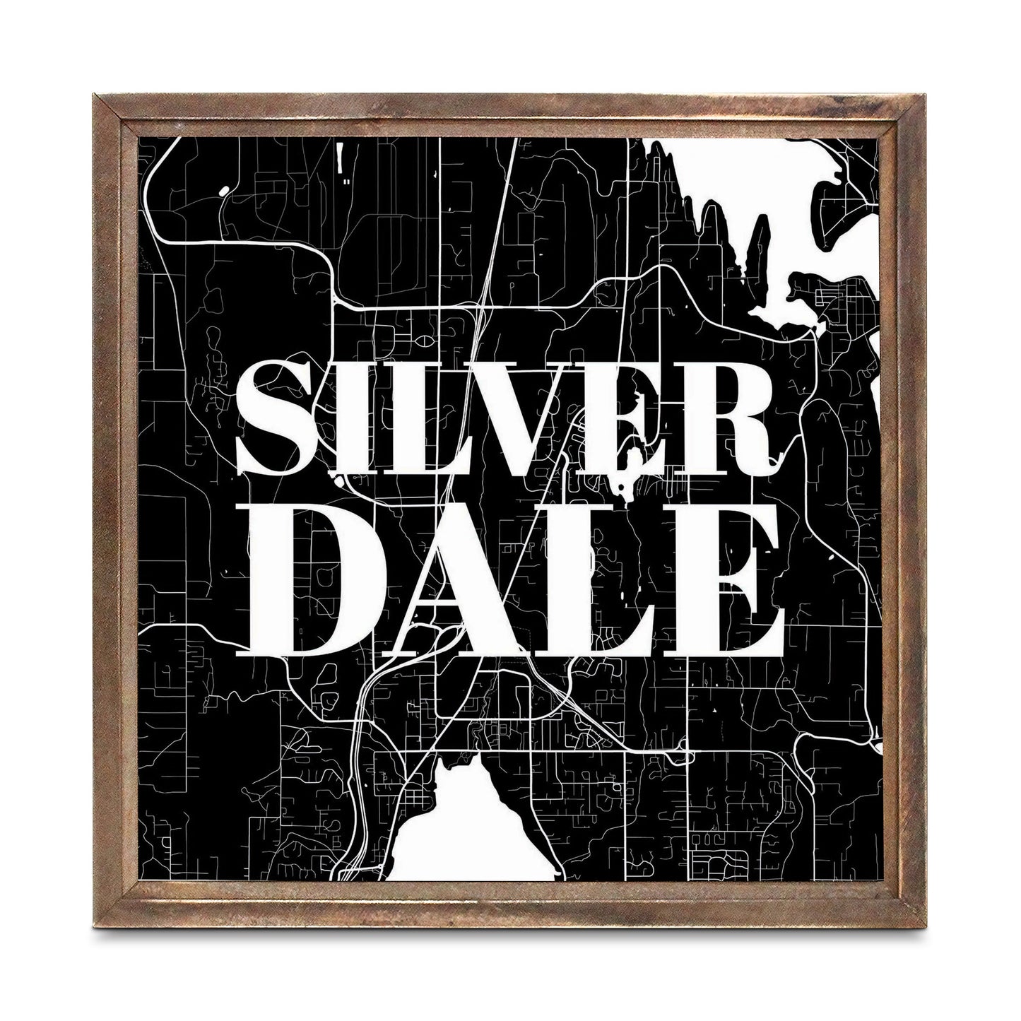 Minimalistic B&W Washington Silverdale Map | Wood Sign | Eaches | Min 1