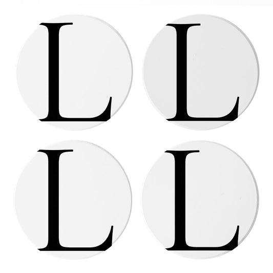 Minimalist Monogram L Circle | Absorbent Coasters | Set of 4 | Min 2