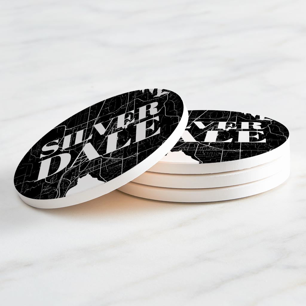 Minimalistic B&W Washington Silverdale Map| Absorbent Coasters | Set of 4 | Min 2