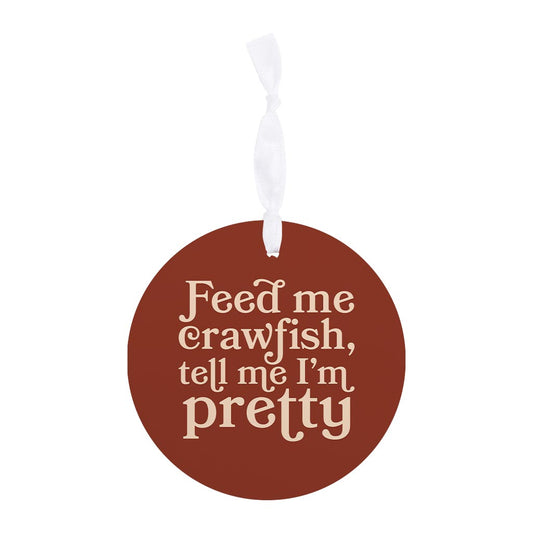 Modern Minimalist Louisiana Feed Me Crawfish | Wood Ornament | Eaches | Min 6