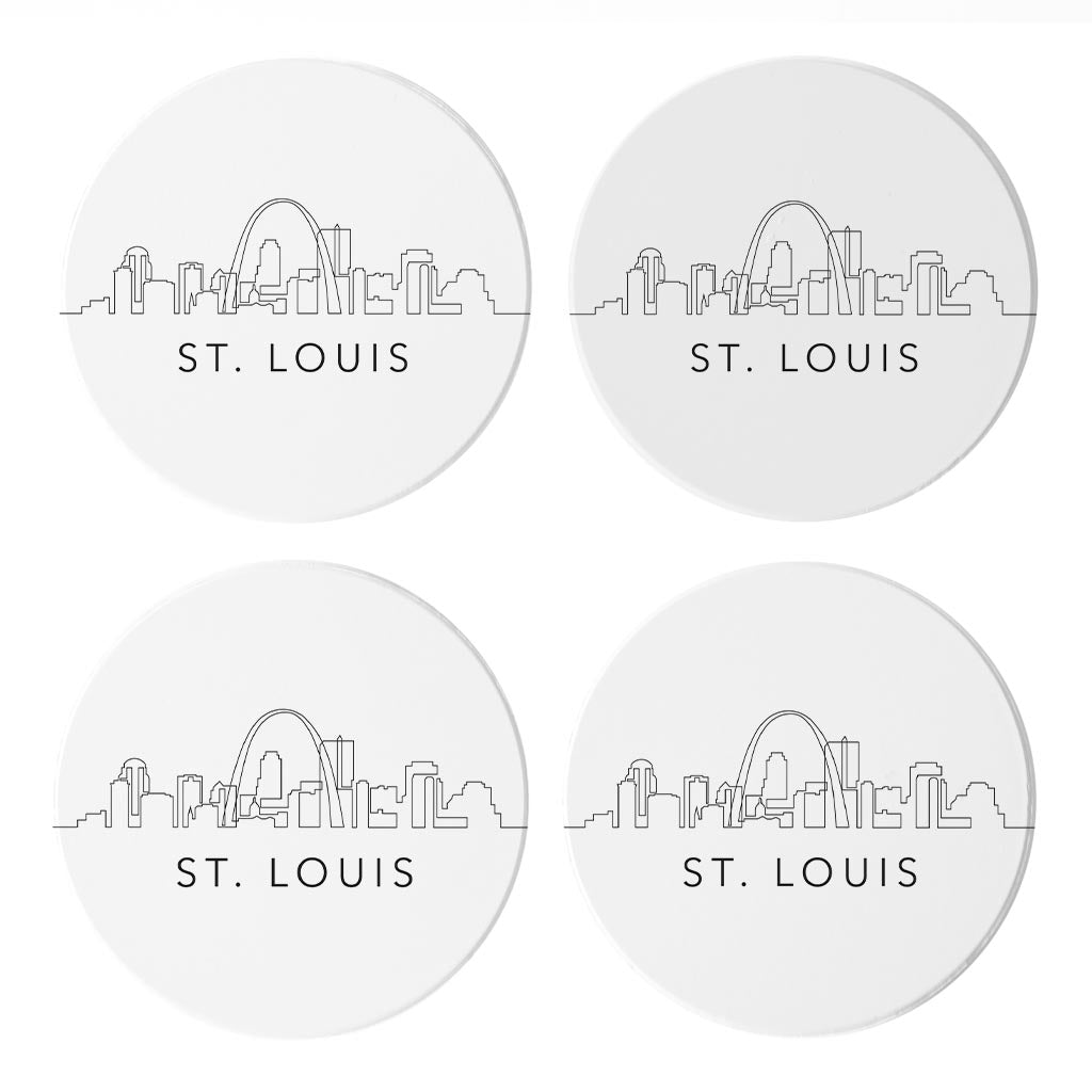 Minimalist B&W Missouri St Louis Skyline | Absorbent Coasters | Set of 4 | Min 2