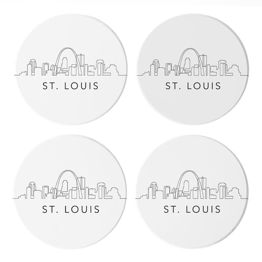 Minimalist B&W Missouri St Louis Skyline | Absorbent Coasters | Set of 4 | Min 2