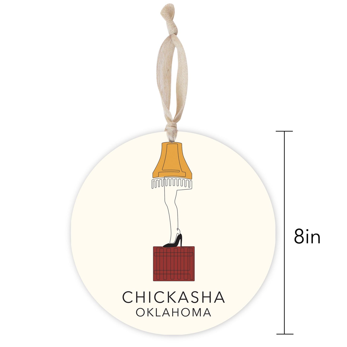 Modern Minimalist Oklahoma Colorful Chickasha Leg Lamp | Wood Ornament | Eaches | Min 1