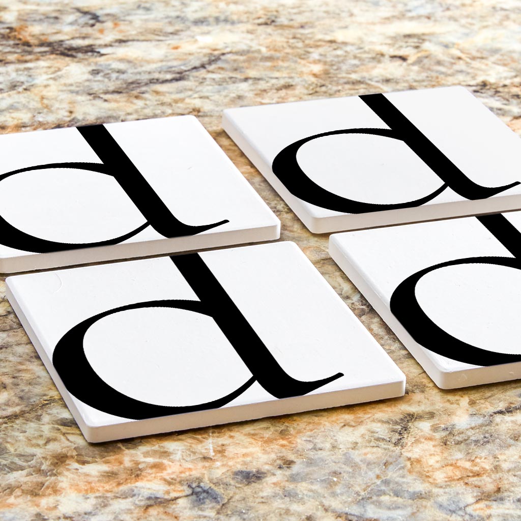 Minimal Monogram D | Absorbent Coasters | Set of 4 | Min 2