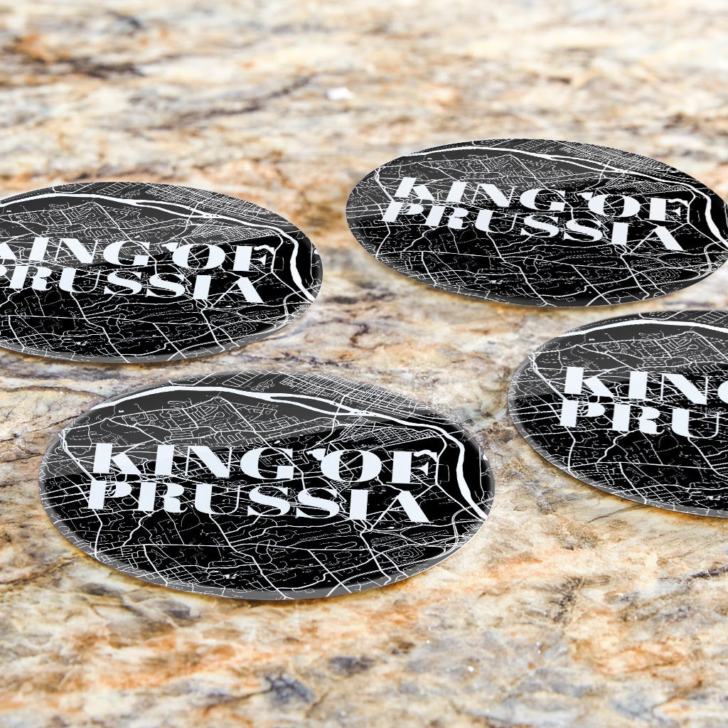 Minimalistic B&W Pennsylvania King Of Prussia Map | Hi-Def Glass Coasters | Set of 4 | Min 2