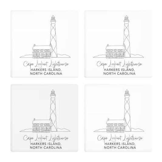 Cape Lookout Lighthouse | Absorbent Coasters | Set of 4 | Min 2