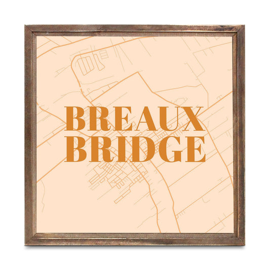 Modern Minimalist Louisiana Breaux Bridge Map | Wood Sign | Eaches | Min 1