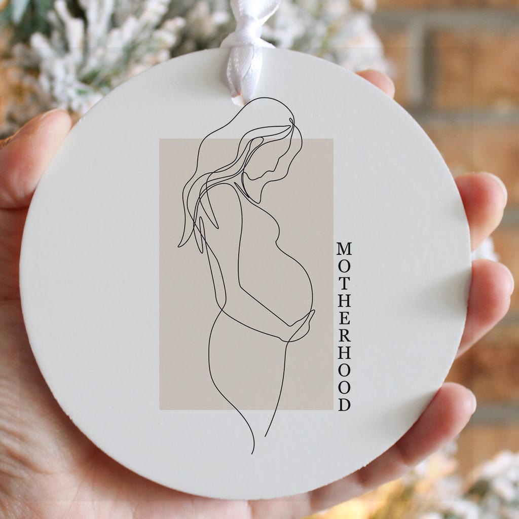 Modern Minimalist Mothers Day Pregnancy | Wood Ornament | Eaches | Min 6