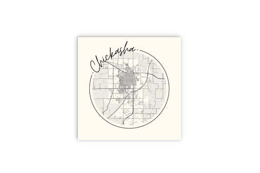 Modern Minimalist Oklahoma Chickasha Map | Wood Sign | Eaches | Min 2