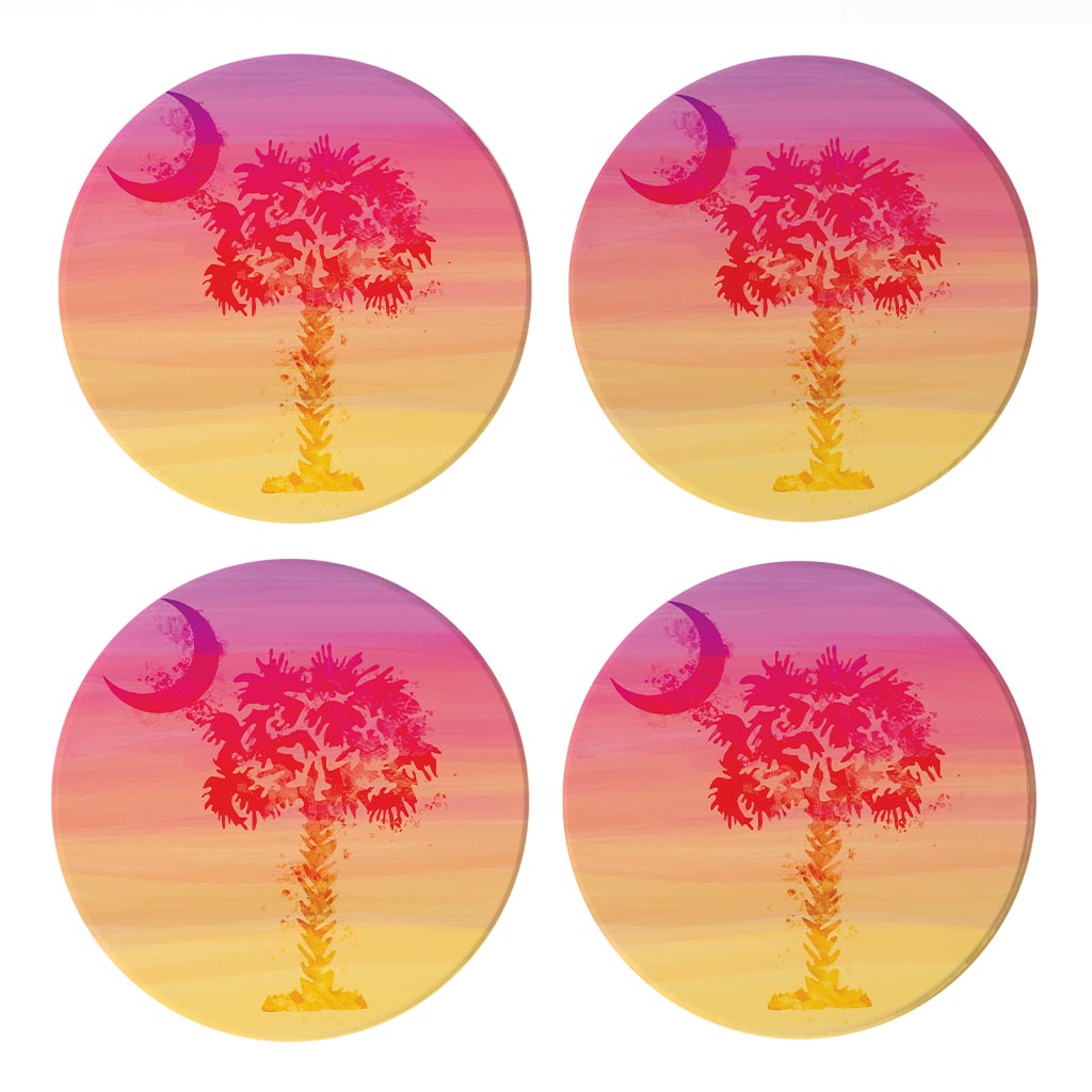 South Carolina Pink Water Color Palm Trees | Absorbent Coasters | Set of 4 | Min 2