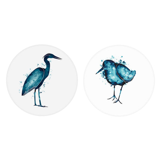 New England Water Color Heron Sand Piper| Absorbent Car Coasters | Set of 2 | Min 4