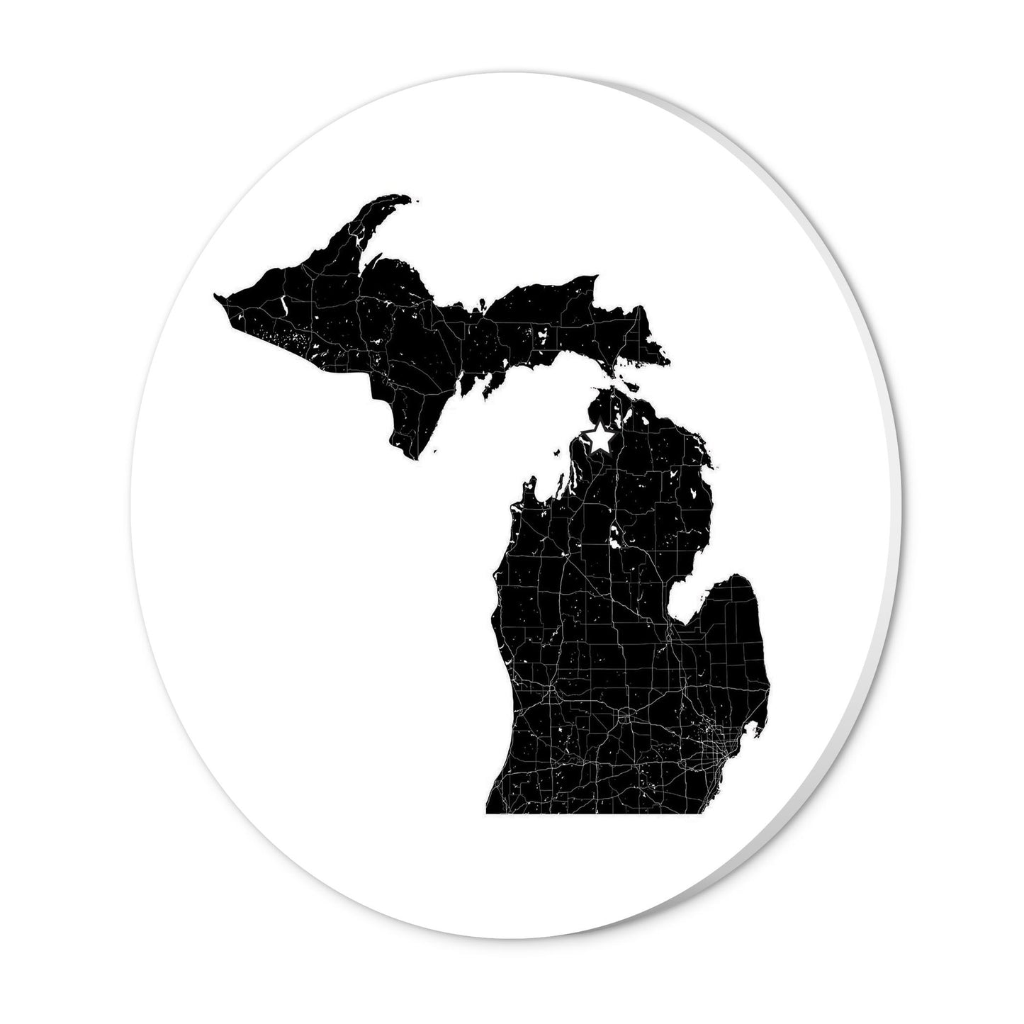 Minimalistic B&W Michigan Map Petoskey Star | Wood Sign | Eaches | Min 1