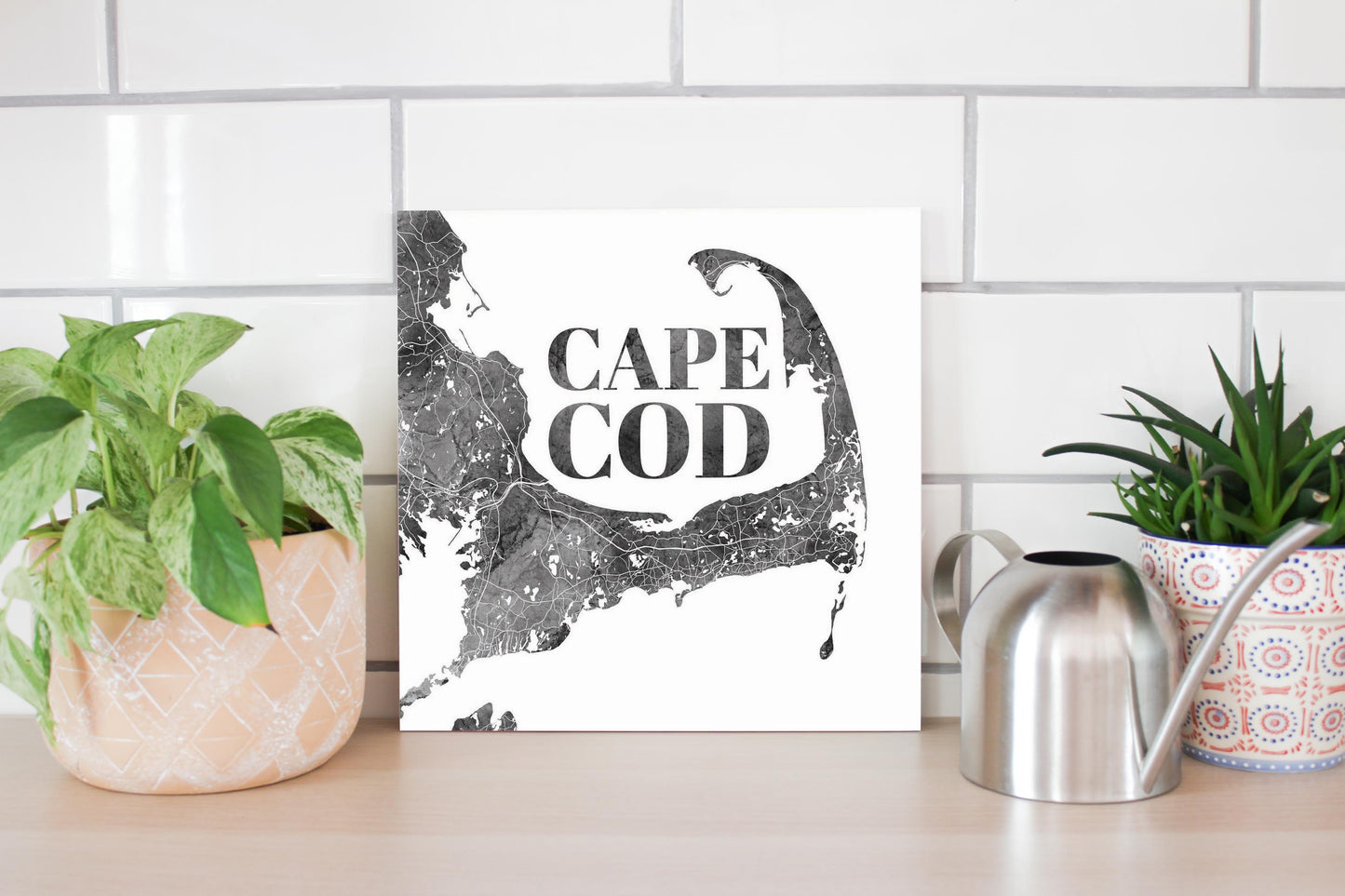 Minimalistic B&W Cape Cod Map | Wood Sign | Eaches | Min 2