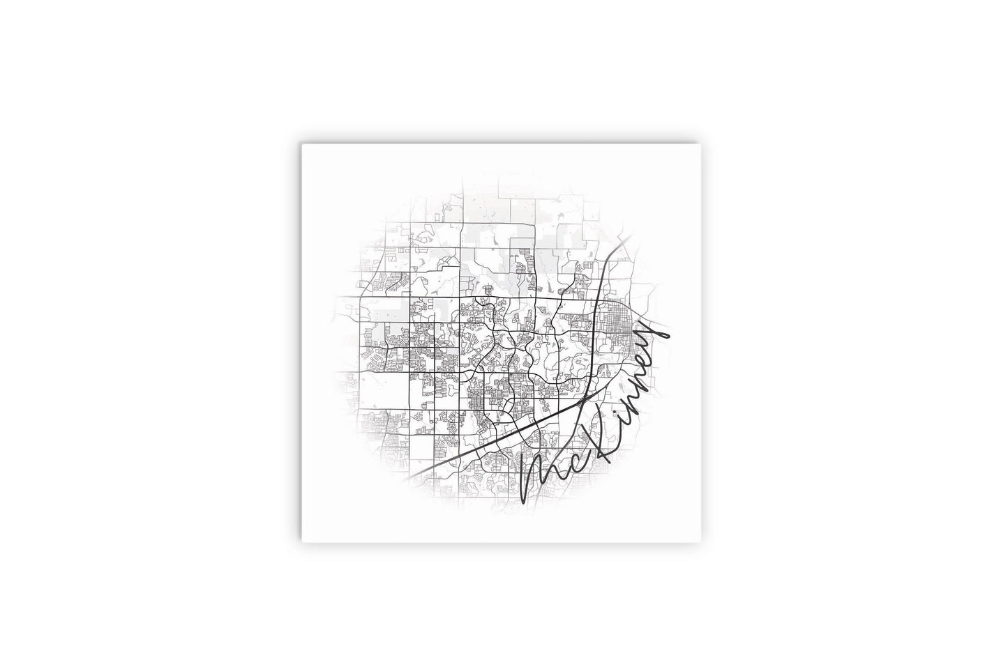 Minimalistic B&W Texas Mckinney Circle Map | Wood Sign | Eaches | Min 2