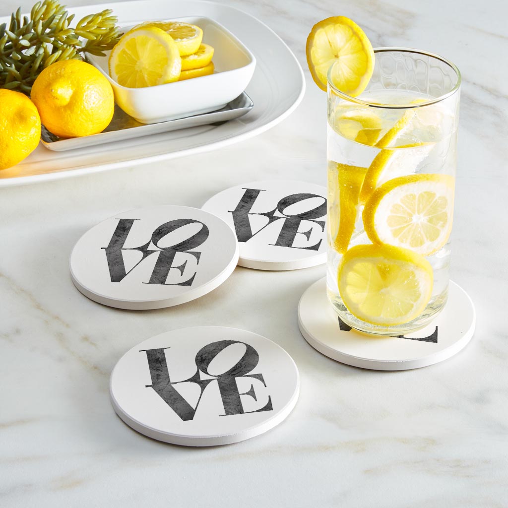 Minimalistic B&W Pennsylvania Love Light | Absorbent Coasters | Set of 4 | Min 2