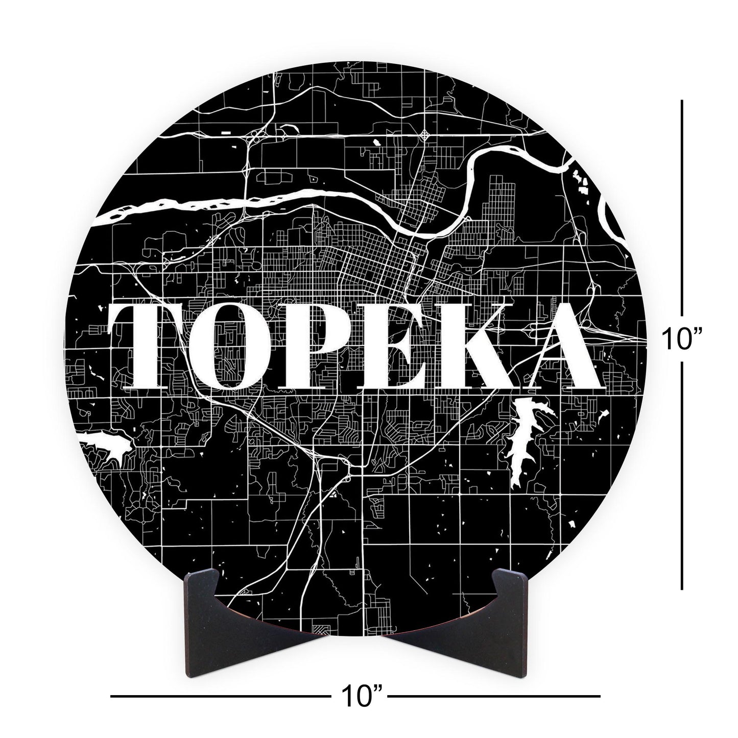 Minimalist B&W Kansas Topeka Map | Wood Sign | Eaches | Min 1