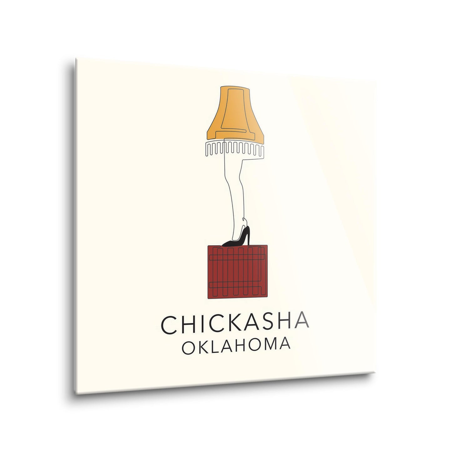 Modern Minimalist Oklahoma Colorful Chickasha Leg Lamp | Hi-Def Glass Art | Eaches | Min 2