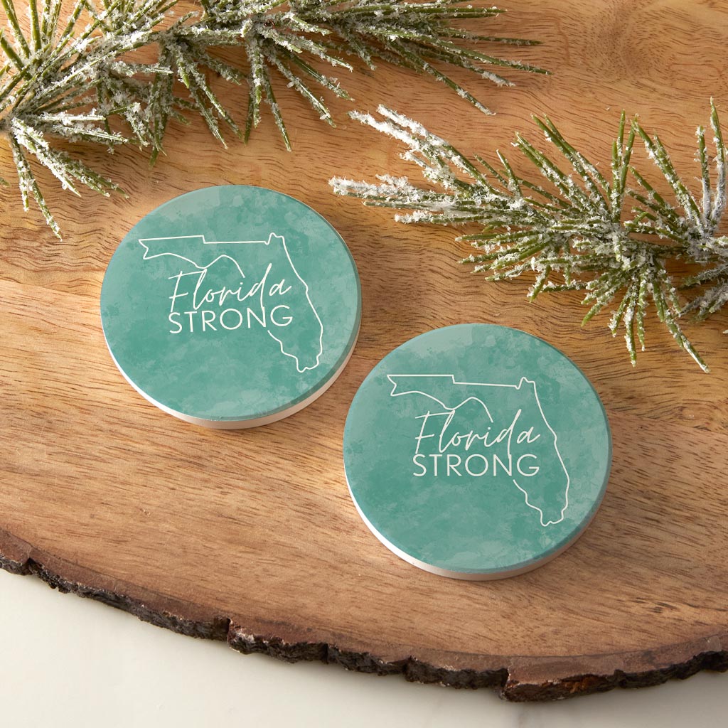 Florida Strong Blue | Absorbent Car Coasters | Set of 2 | Min 4