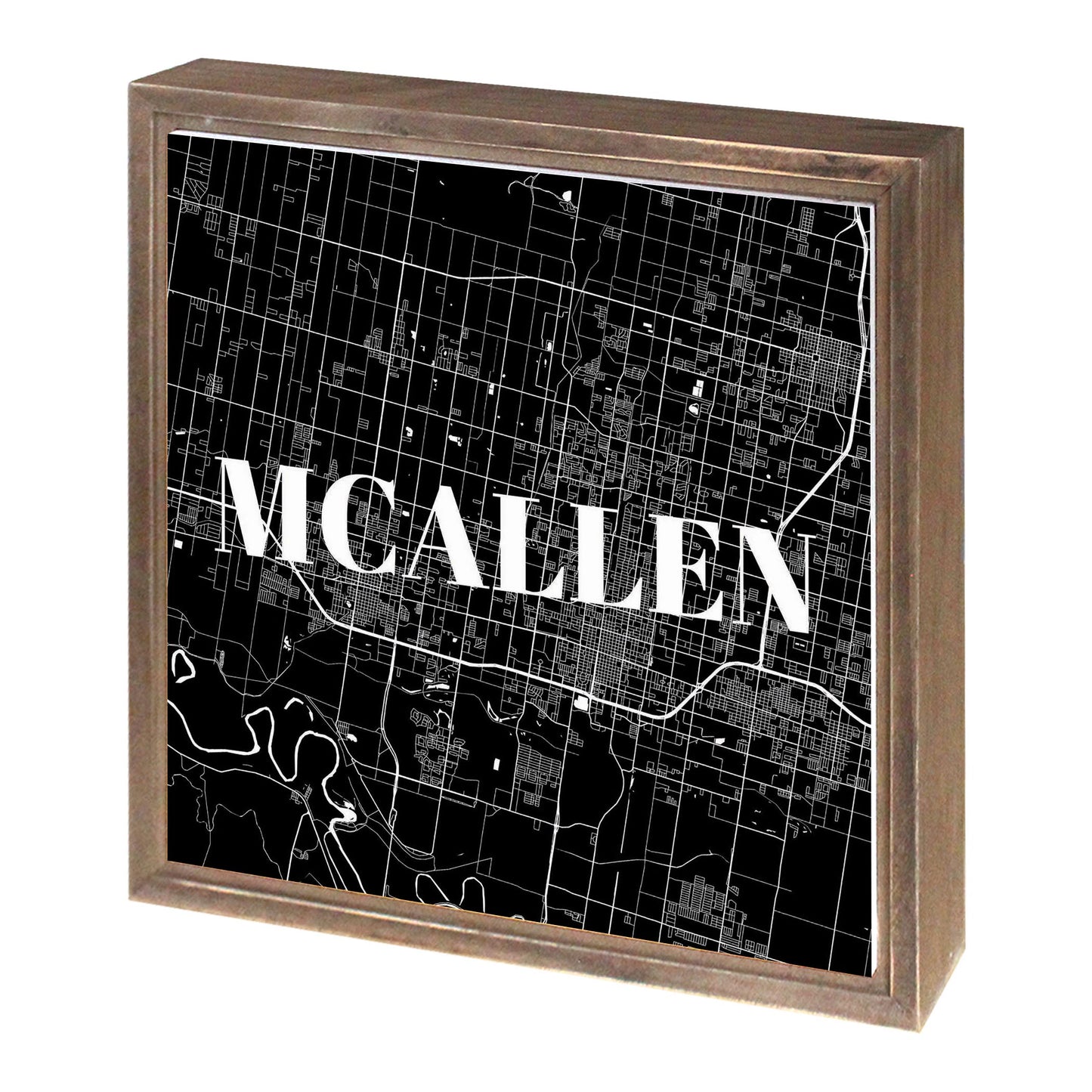 Minimalistic B&W Texas Mcallen Map | Wood Sign | Eaches | Min 1