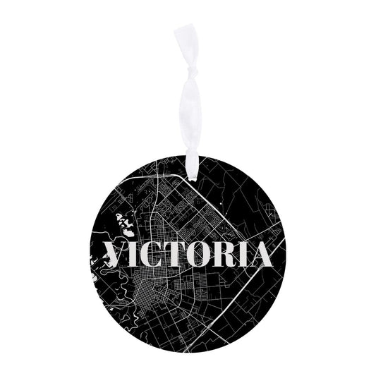 Minimalistic B&W Texas Victoria Map | Wood Ornament | Eaches | Min 6