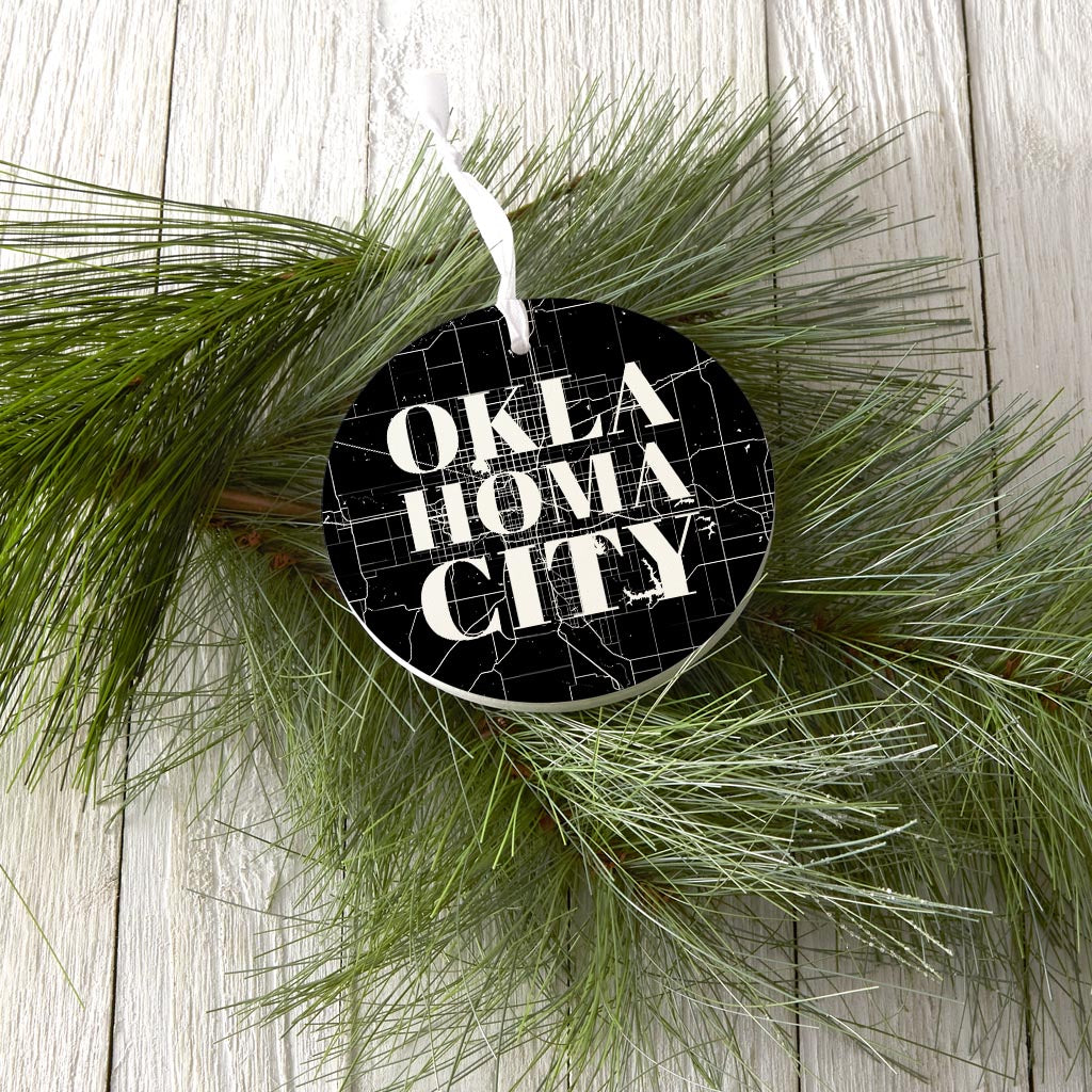 Modern Oklahoma City Map | Wood Ornament | Eaches | Min 6