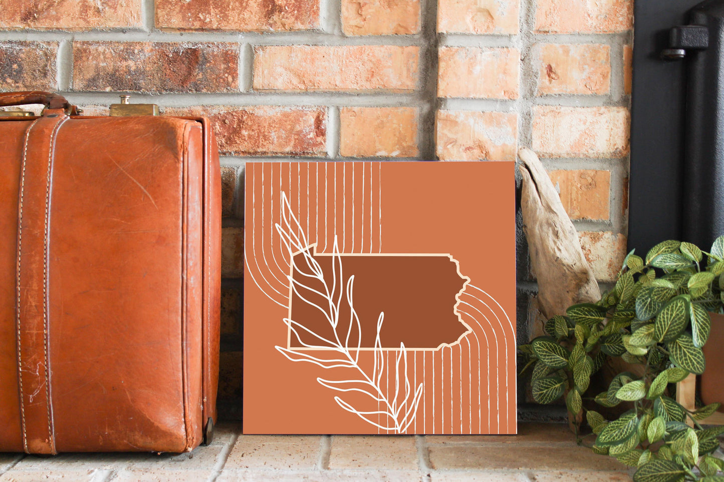 Modern Minimalist Pennsylvania State Leaf | Wood Sign | Eaches | Min 2