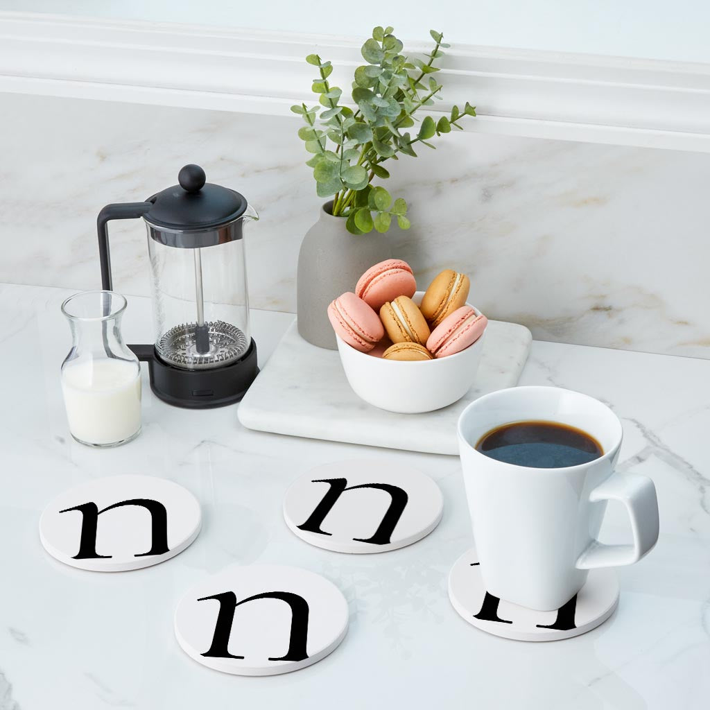 Minimalist Monogram N Circle | Absorbent Coasters | Set of 4 | Min 2