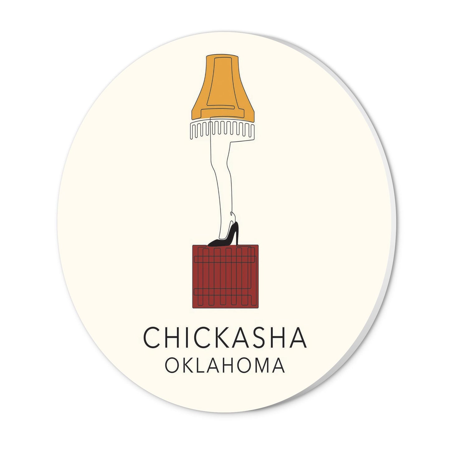 Modern Minimalist Oklahoma Colorful Chickasha Leg Lamp | Wood Sign | Eaches | Min 1