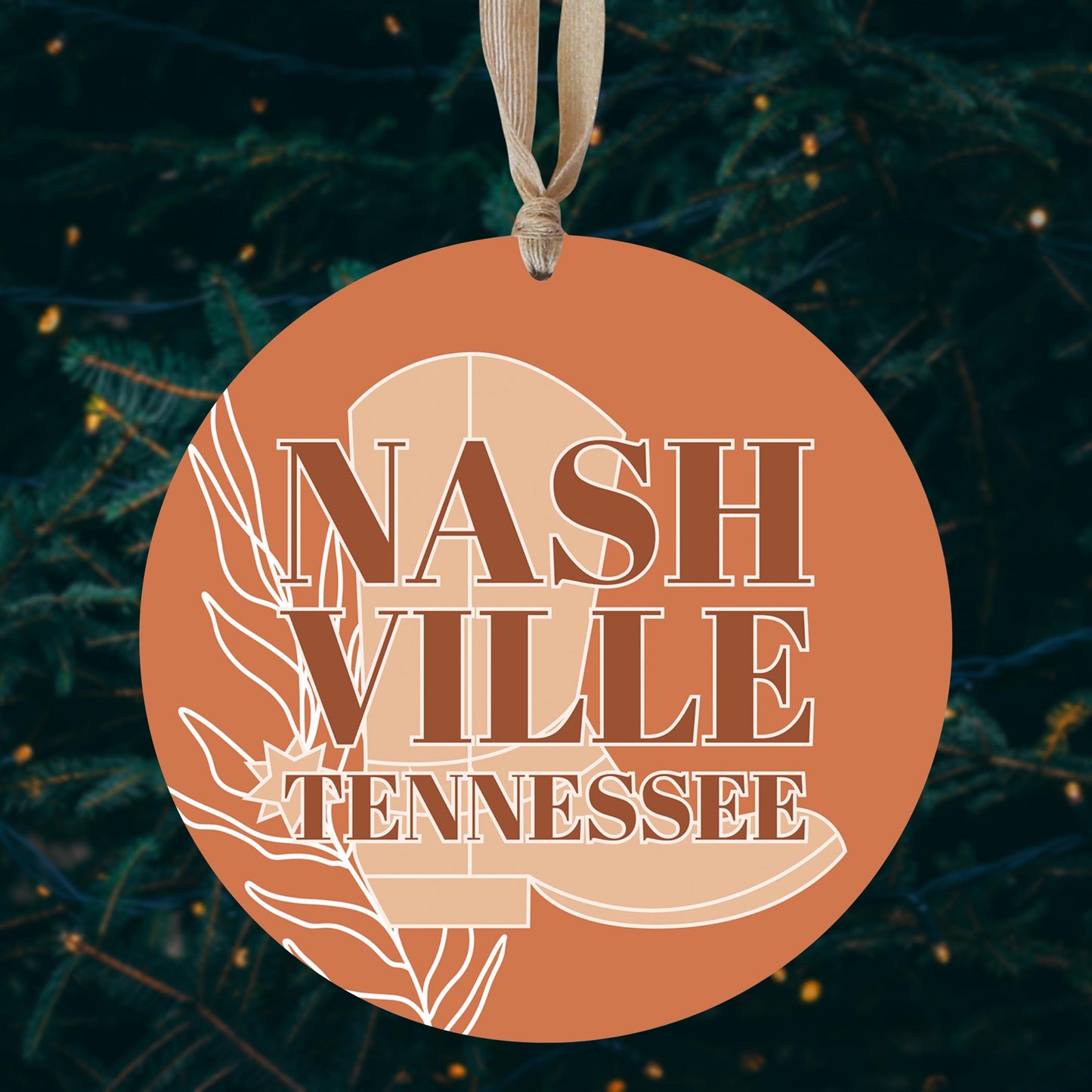 Modern Minimalist Tennessee Nashville Boot | Wood Ornament | Eaches | Min 1