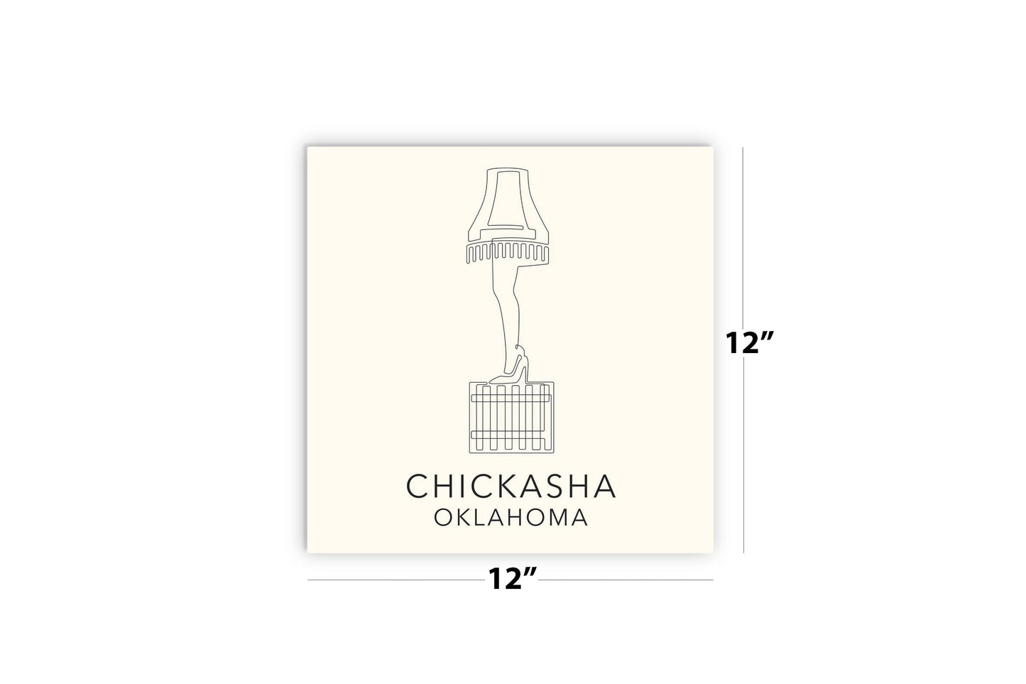 Modern Minimalist Oklahoma Chickasha Leg Lamp | Wood Sign | Eaches | Min 2