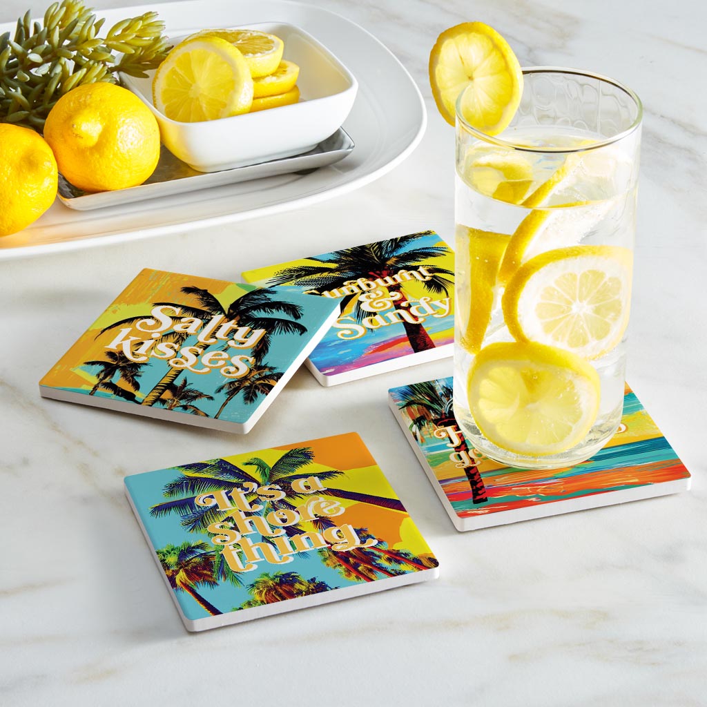 Bright Florida Palm Trees | Absorbent Coasters | Set of 4 | Min 2