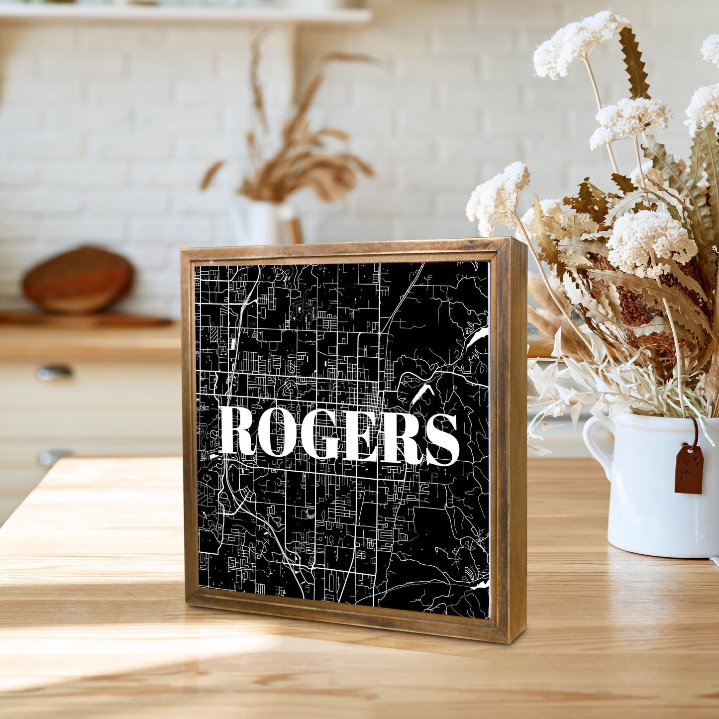 Minimalist B&W Arkansas Rogers Map | Wood Sign | Eaches | Min 1