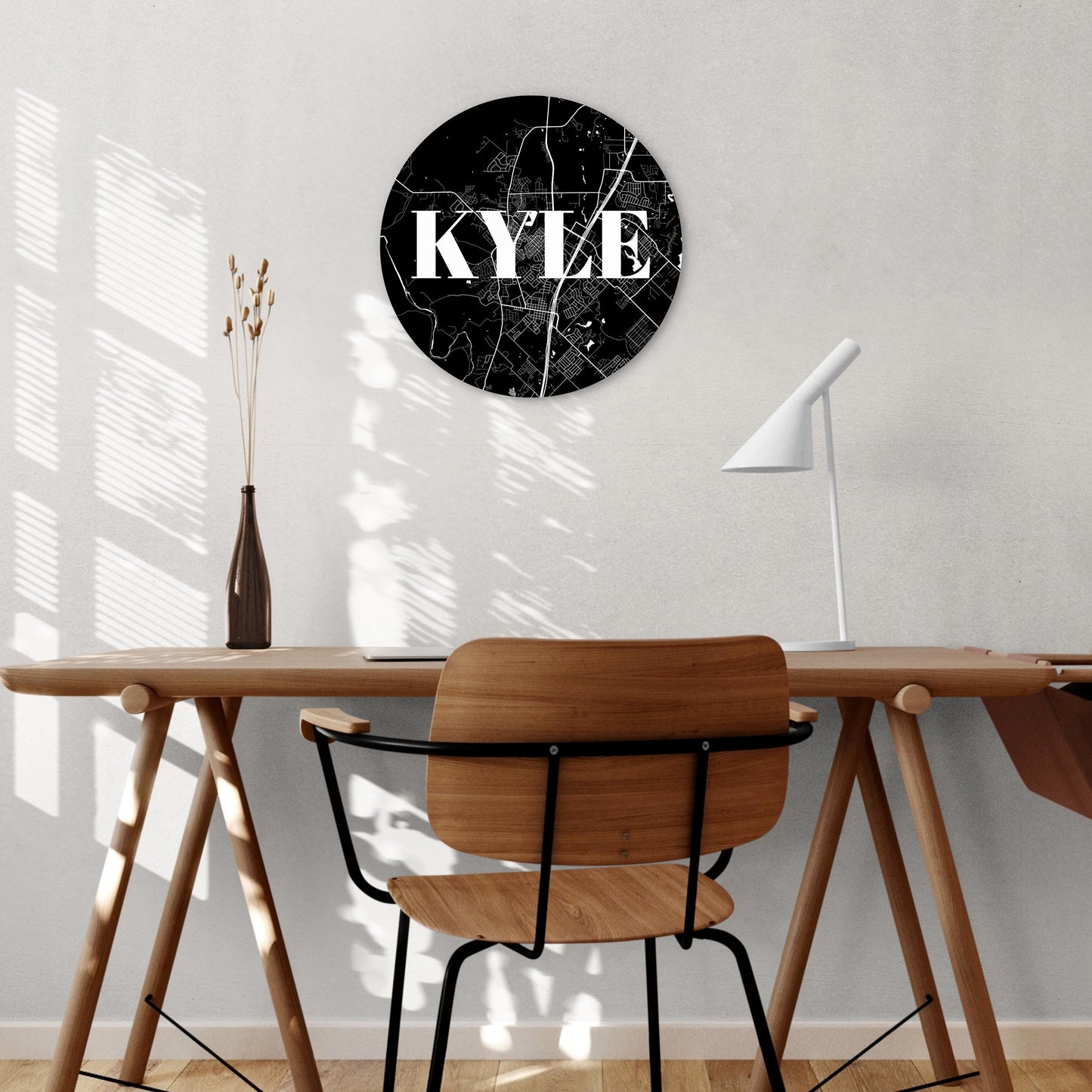 Minimalistic B&W Texas Kyle Map | Wood Sign | Eaches | Min 1