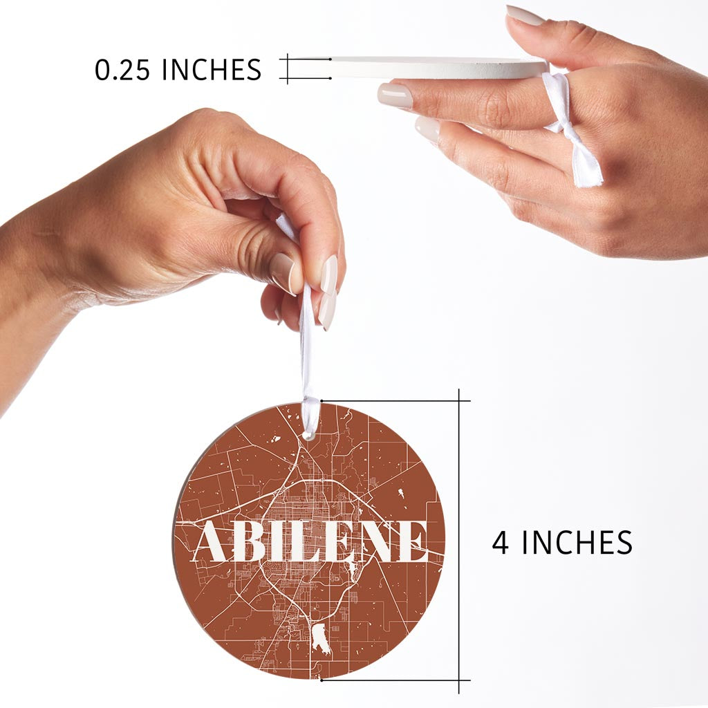 Modern Minimalist Texas Abilene Map | Wood Ornament | Eaches | Min 6