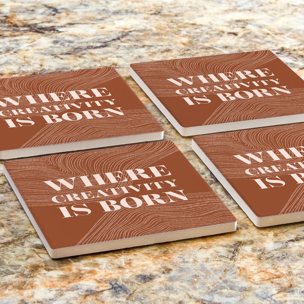 Modern Minimalist New York Creativity Is Born | Absorbent Coasters | Set of 4 | Min 2