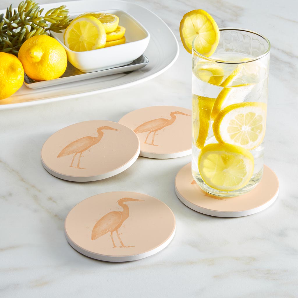 Louisiana Colorful Water Color Heron | Absorbent Coasters | Set of 4 | Min 2