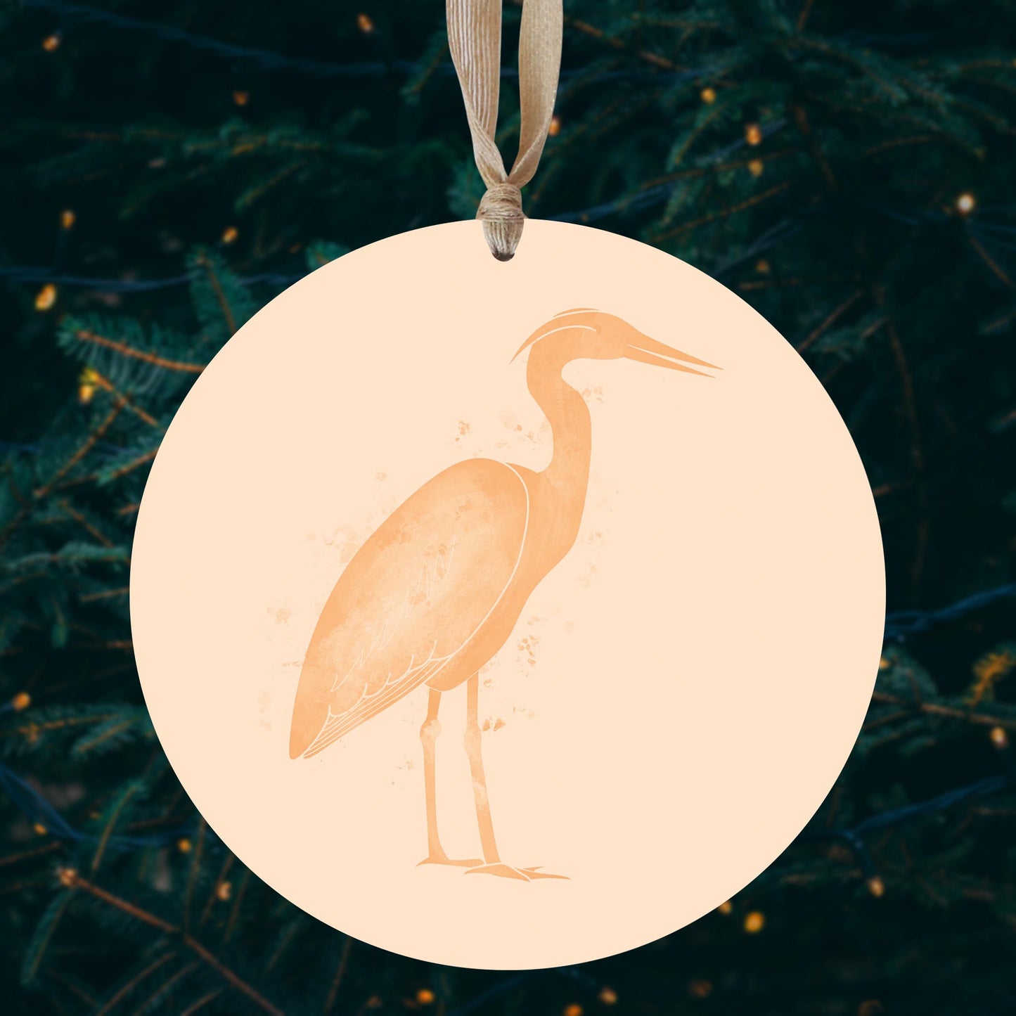 Louisiana Colorful Water Color Heron | Wood Ornament | Eaches | Min 1