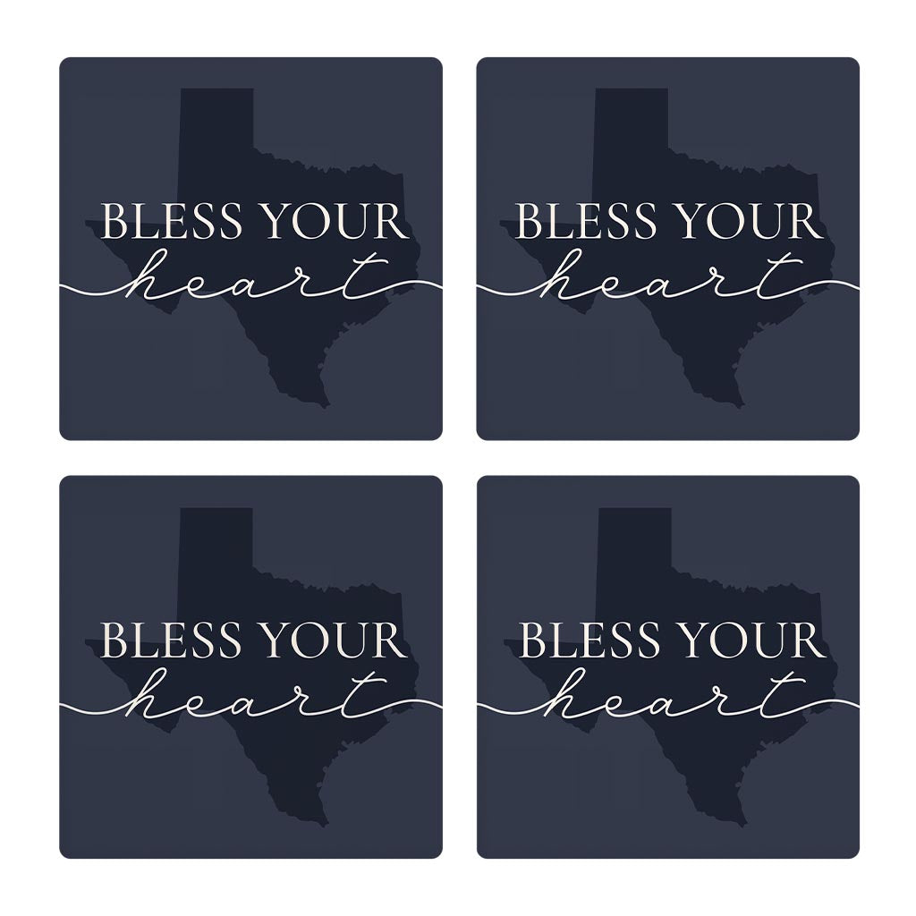 Modern Minimalist Texas Bless Your Heart| Absorbent Coasters | Set of 4 | Min 2