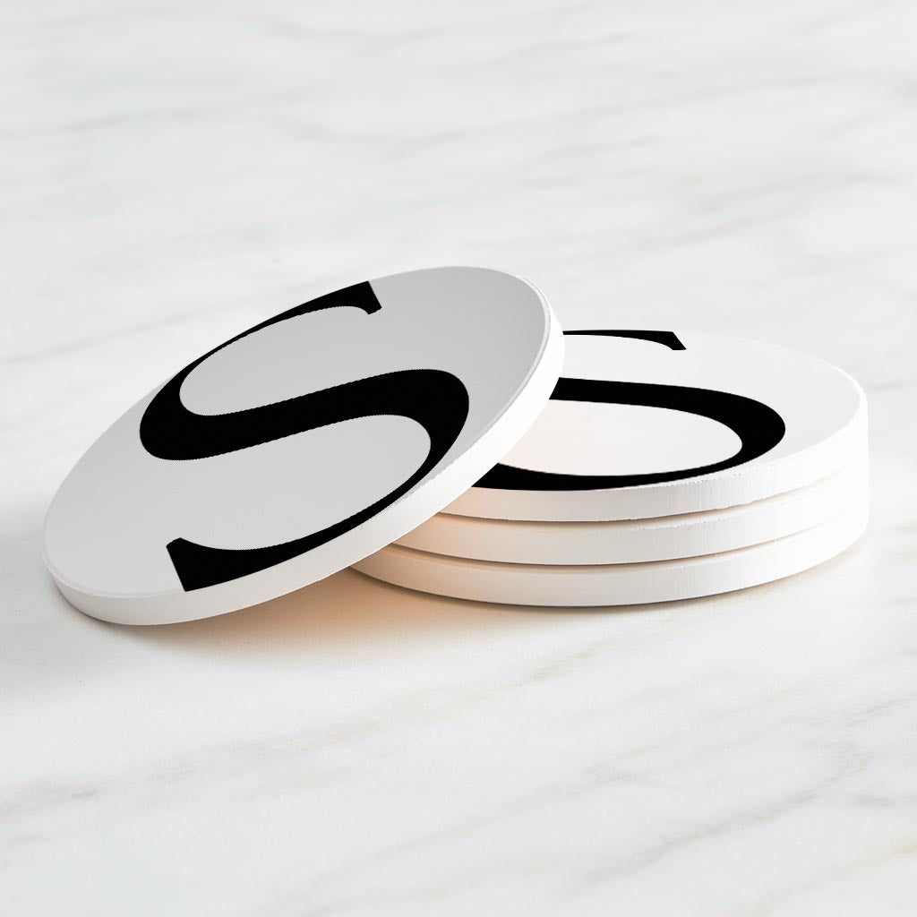 Minimalist Monogram S Circle | Absorbent Coasters | Set of 4 | Min 2