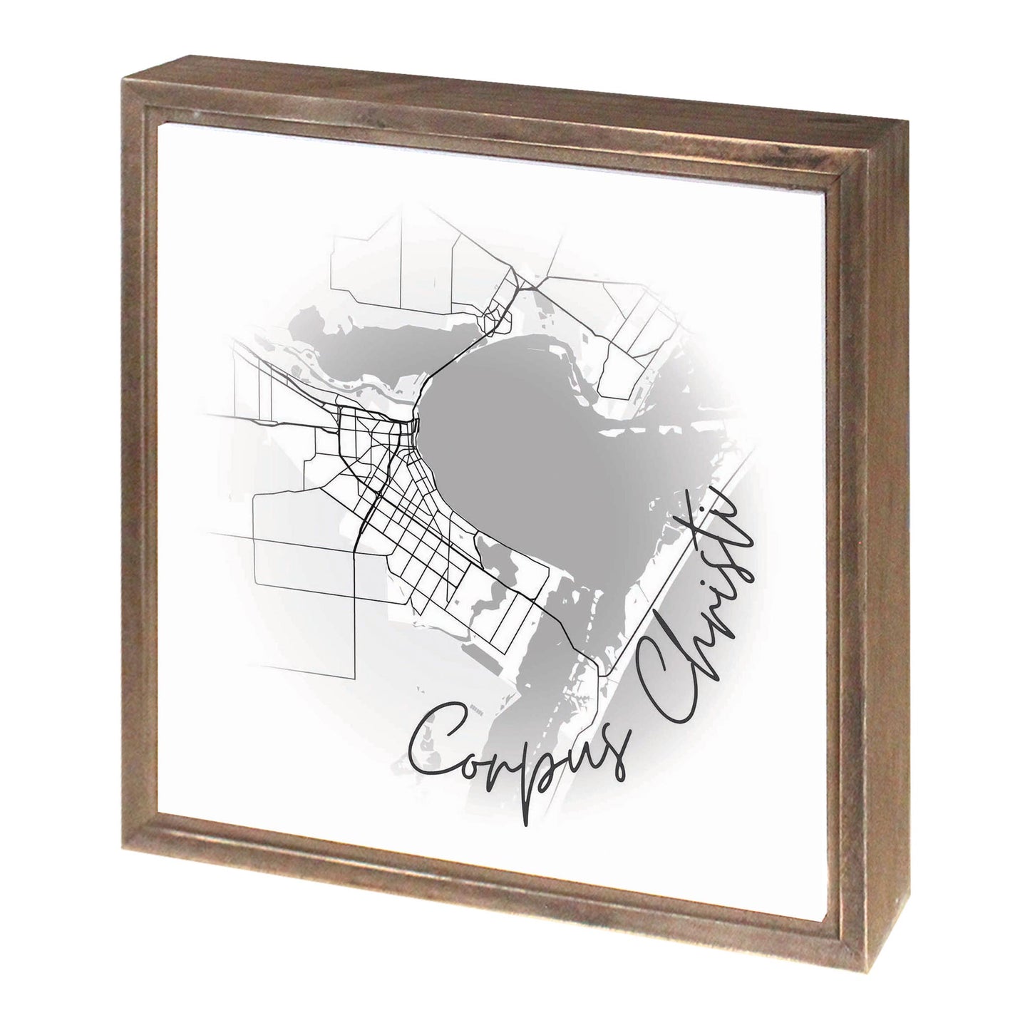 Minimalistic B&W Texas Corpus Christi Circle Map | Wood Sign | Eaches | Min 1