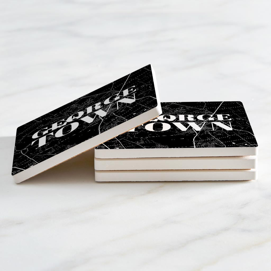 Minimalistic B&W Texas Georgetown Map| Absorbent Coasters | Set of 4 | Min 2