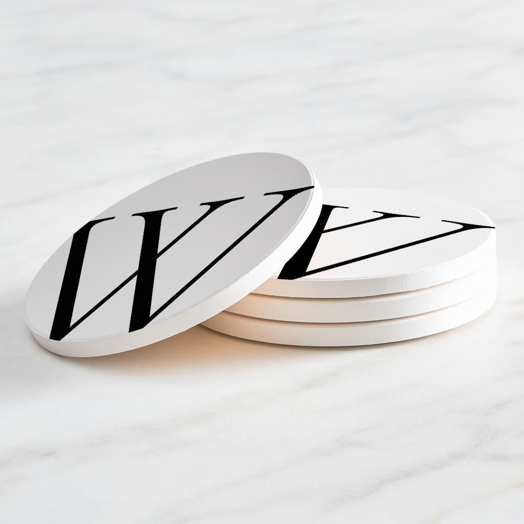 Minimalist Monogram W Circle | Absorbent Coasters | Set of 4 | Min 2