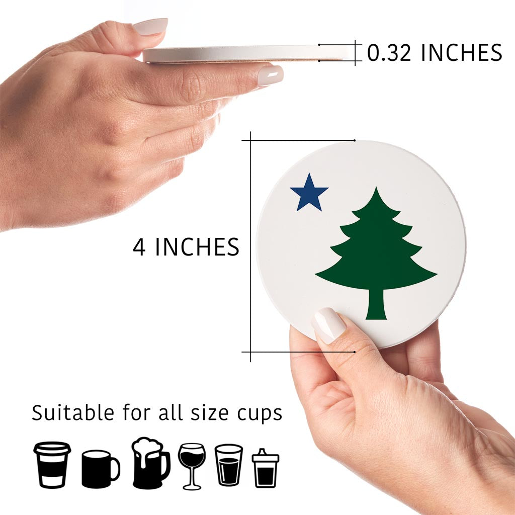 New England Star And Tree| Absorbent Coasters | Set of 4 | Min 2