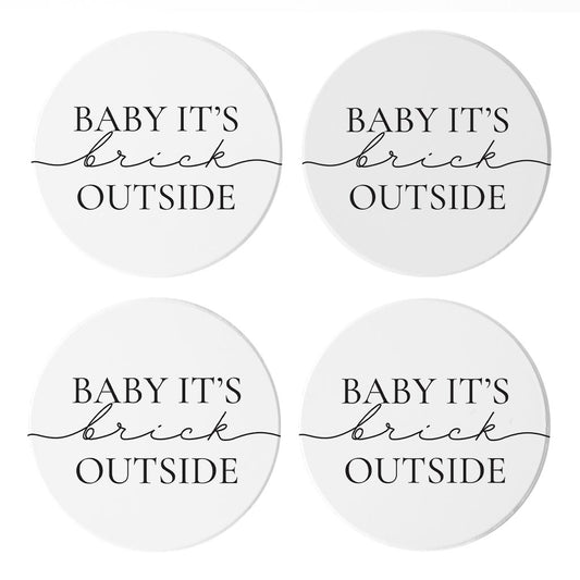 Minimalistic B&W New York Quip Brick Outside | Absorbent Coasters | Set of 4 | Min 2