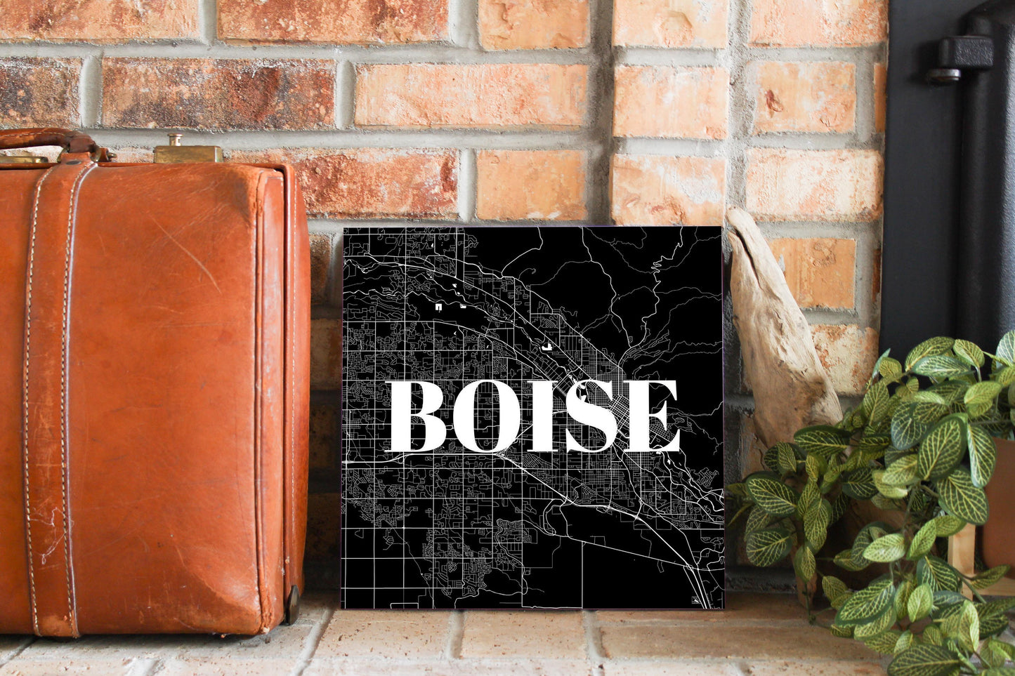 Minimalist B&W Idaho Boise Map | Wood Sign | Eaches | Min 2