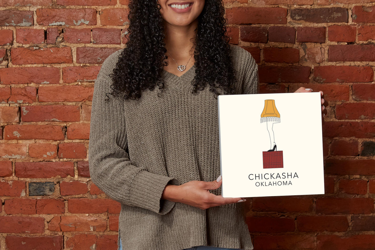 Modern Minimalist Oklahoma Colorful Chickasha Leg Lamp | Wood Block | Eaches | Min 2