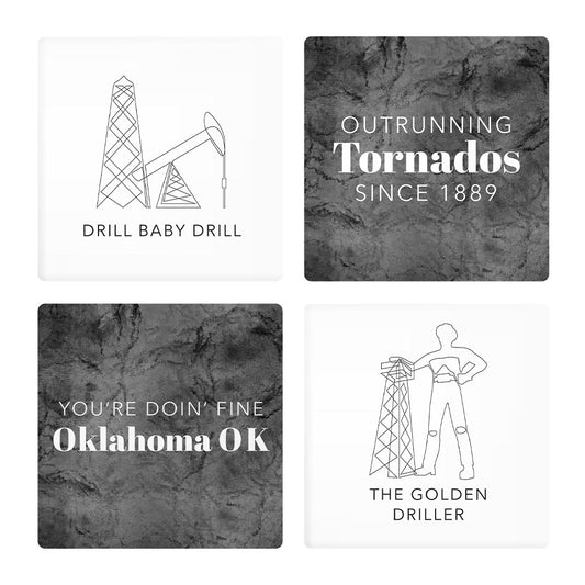 Modern Black White Oklahoma Set | Absorbent Coasters | Set of 4 | Min 2