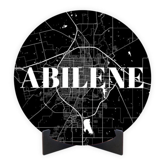 Minimalist B&W Texas Abilene Map | Wood Sign | Eaches | Min 1