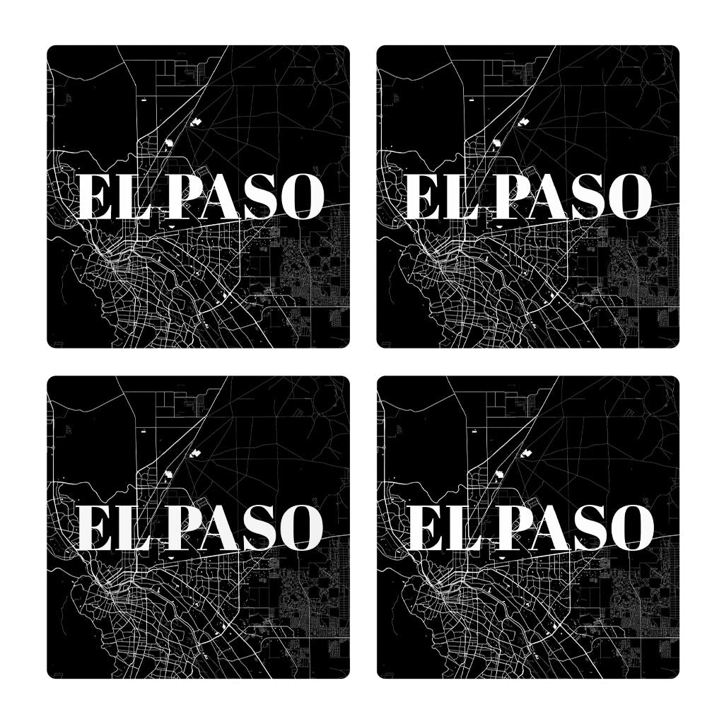 Minimalistic B&W Texas El Paso Map | Absorbent Coasters | Set of 4 | Min 2